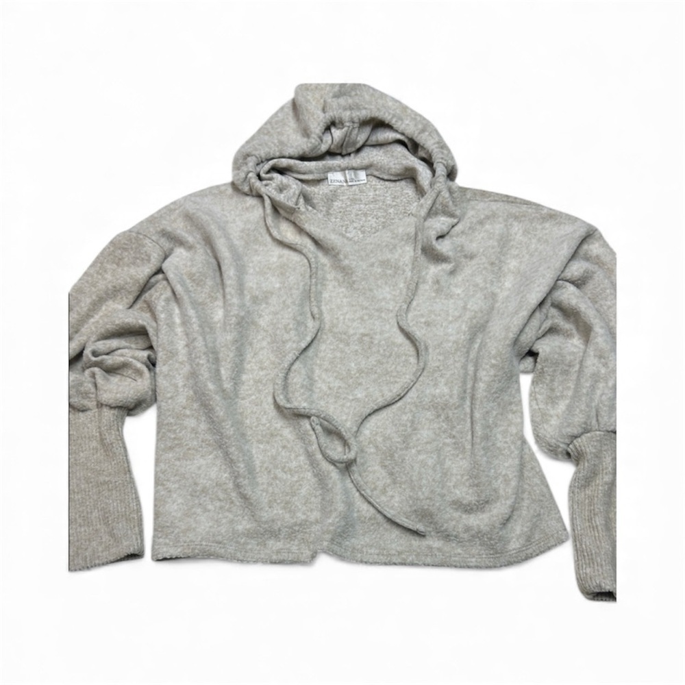 Zenana Beige Cozy Fleece Hoodie